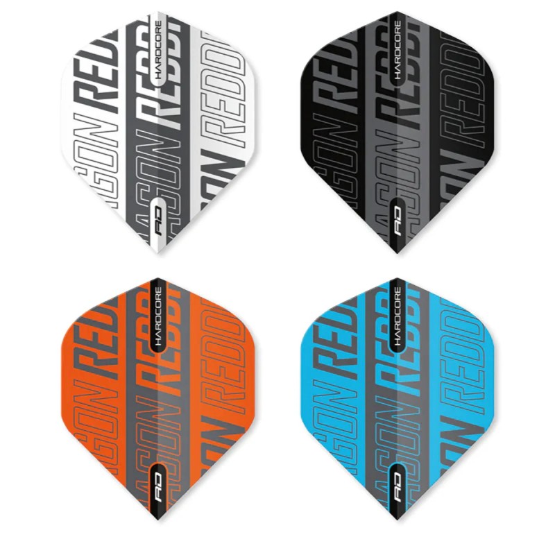 4 x Sets Hardcore Assorted Selection Pack 16 Standard Dart Flights by Red Dragon