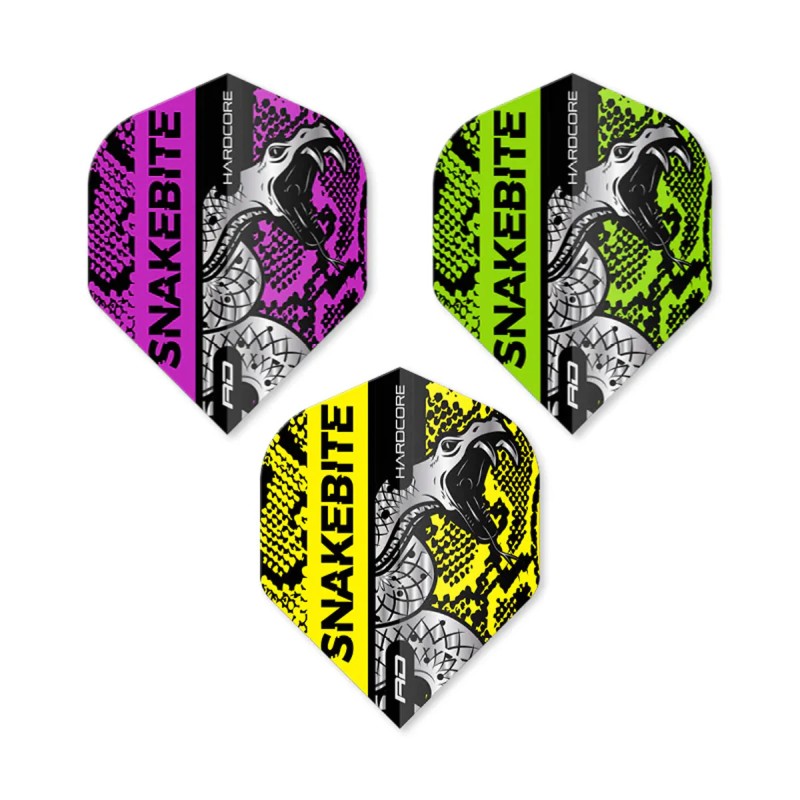 3 x Sets Hardcore Snakebite Coiled Selection Pack 2 Standard Dart Flights by Red Dragon