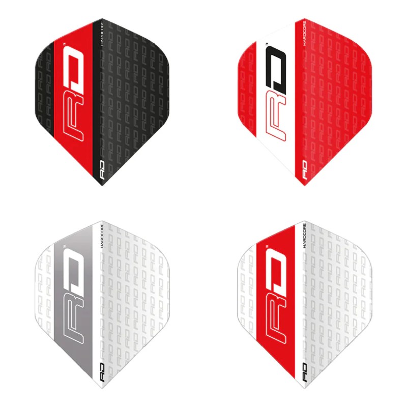 4 x Sets Hardcore Assorted Selection Pack 13 Standard Dart Flights by Red Dragon